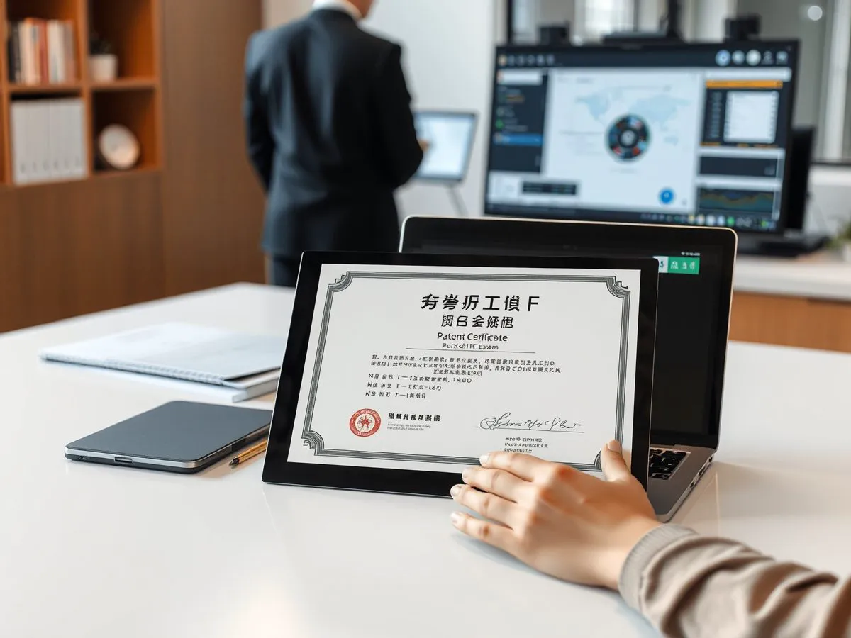 专利证书与AI防作弊监测系统界面